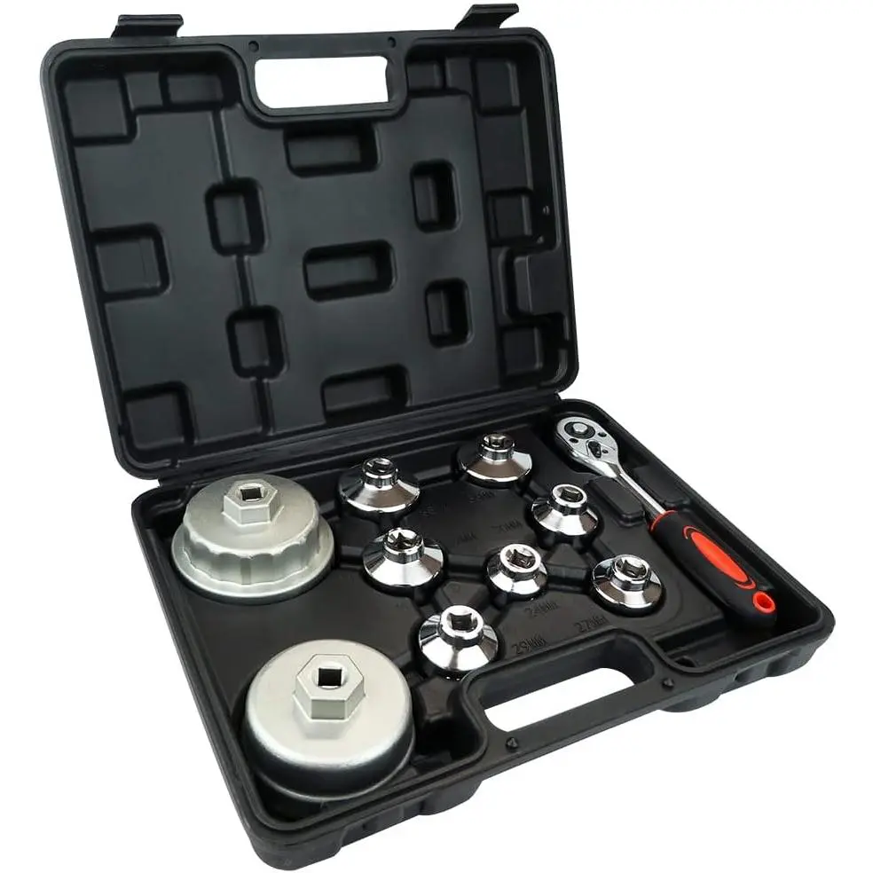 Oil Filter Socket Set, 10PCS Oil Filter Wrench Set 24mm,27mm,29mm,30mm,32mm,36mm,38mm,64mm.Filter Removal Tool for Toyota,BMW, Mercedes, VW