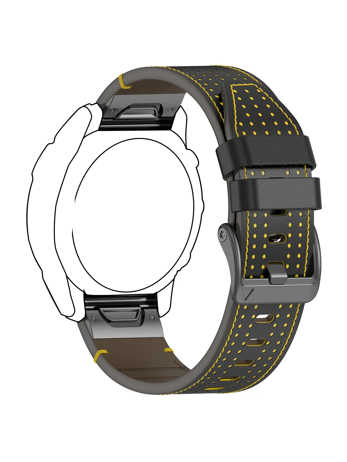 1PC Stitched Leather Band for Garmin QuickFit, Compatible with Fenix 8/Fenix 7X/Fenix 7/Fenix 6X/Instinct 2X/Enduro 3/Forerunner 955, 22/26mm Leather Replacement Strap, Premium Business Style with Elegant Stitching, Unisex