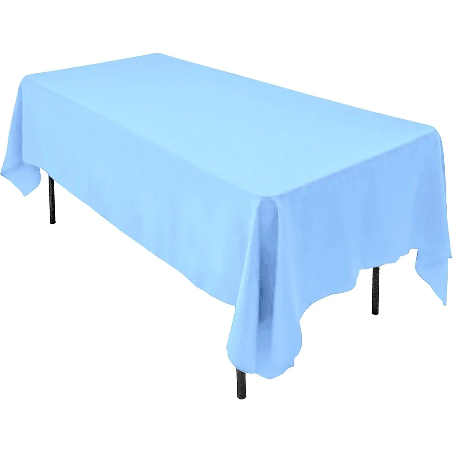 60 x 102-Inch Rectangular Polyester Tablecloth - Made in USA - Wrinkle-Resistant, Flame Retardant, Durable Party Table Cover, Banquet Tablecloth, Wedding Table Cover - Light Blue