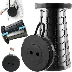 2026 Upgraded Collapsible Stool with Cushion, Portable Folding Stool for Adults, Camping Stool, Adjustable Footrest, Foldable Stool Portable