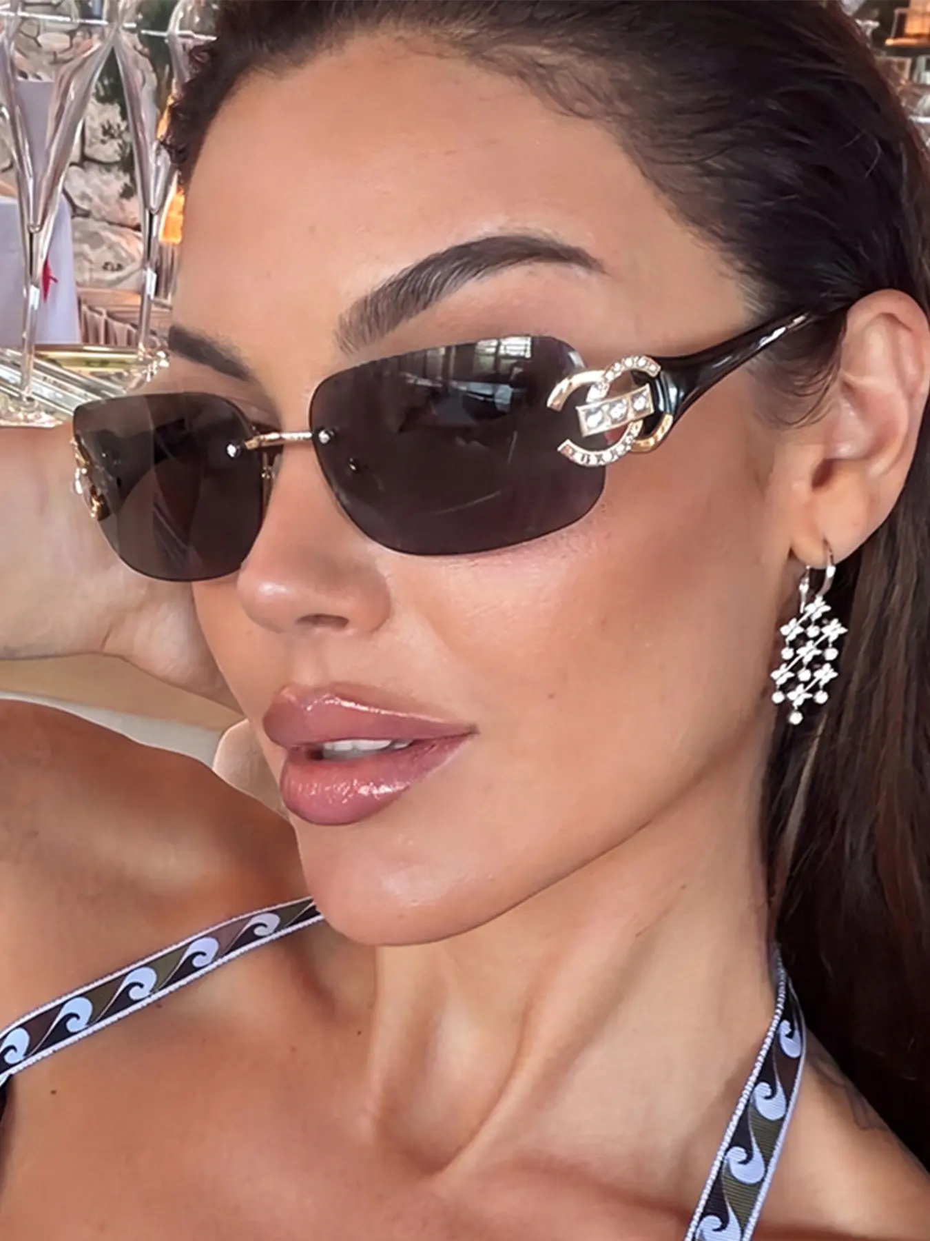 Women's Frameless Square Sunglasses, Summer Sunglasses, Steampunk Gradient Glasses, Fashionable High-End Design, Perfect for Daily Wear and Parties, Great Gift Option