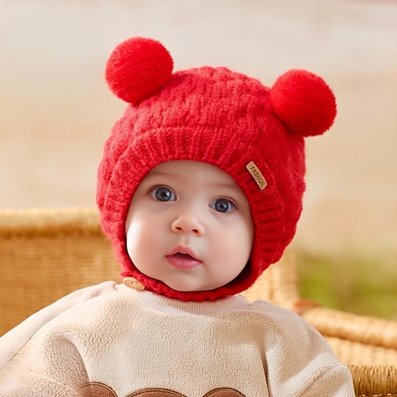 New1pc Children's Autumn Winter Baby Hat, Warm Cute Cartoon Infant Beanie for Boys and Girls, 3-12 Months, Fashionable Thickened Toddler Cap with Ear Coverage Suitable Daily Casual Outings & Activities Ideal Birthday Gift