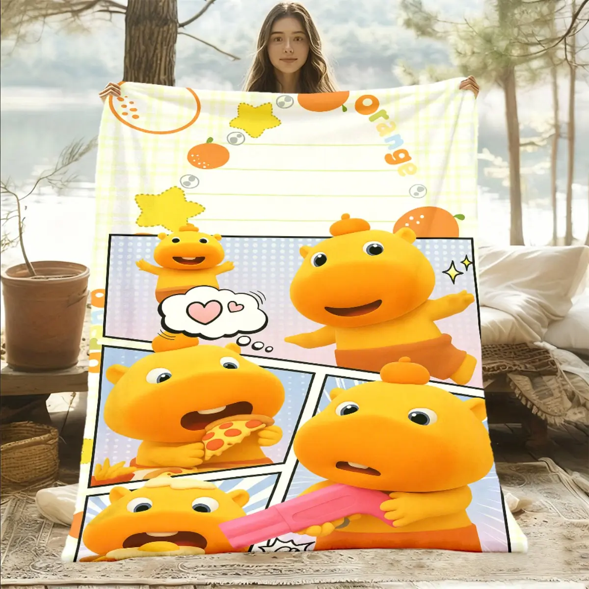1pc Soft Flannel Hot Milk Dragon Throw Blanket | Lightweight & Warm All-Season Couch Bed Travel Blanket, Cute Anime - Perfect Gift for Anime Fans, Birthday, Christmas - Machine Washable Cozy Home Decor, Polyester