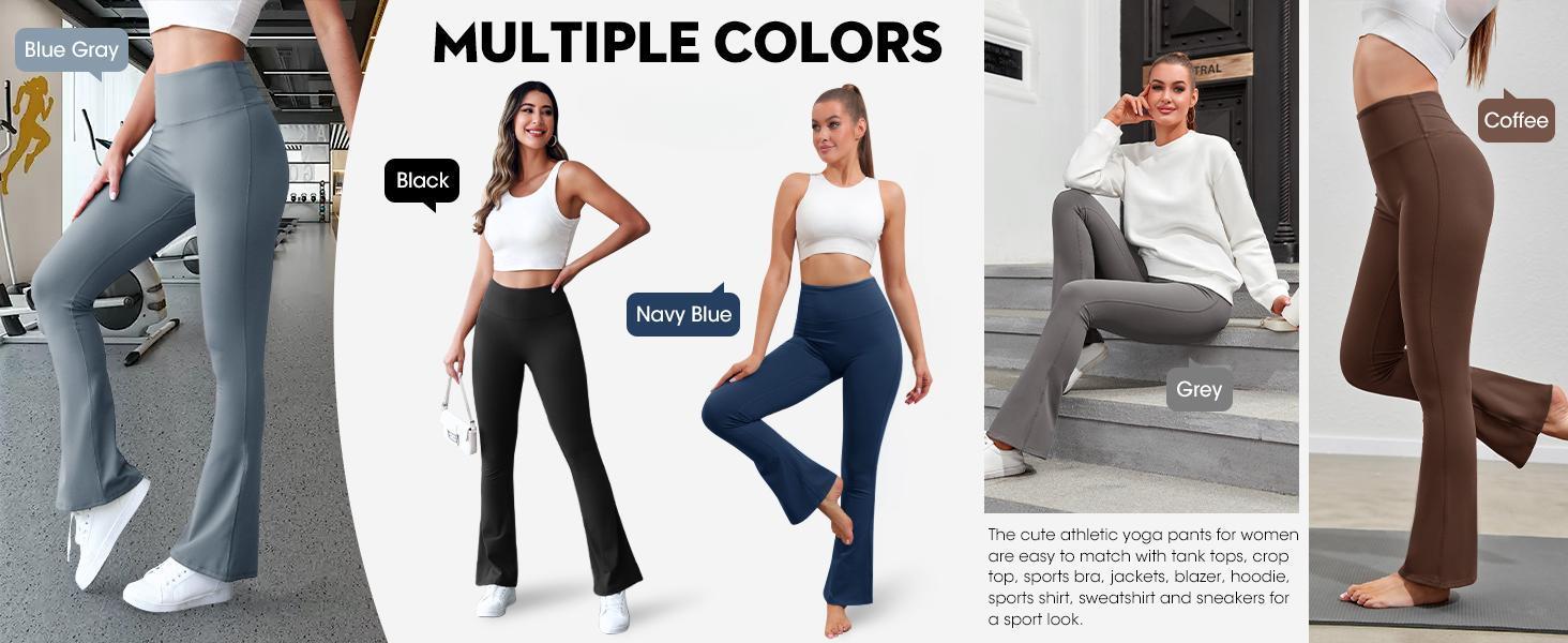 Imily Bela Womens High Waist Flare Yoga Leggings Scrunch Butt Lifting Bell Bottoms Bootcut Workout Pants with Pockets