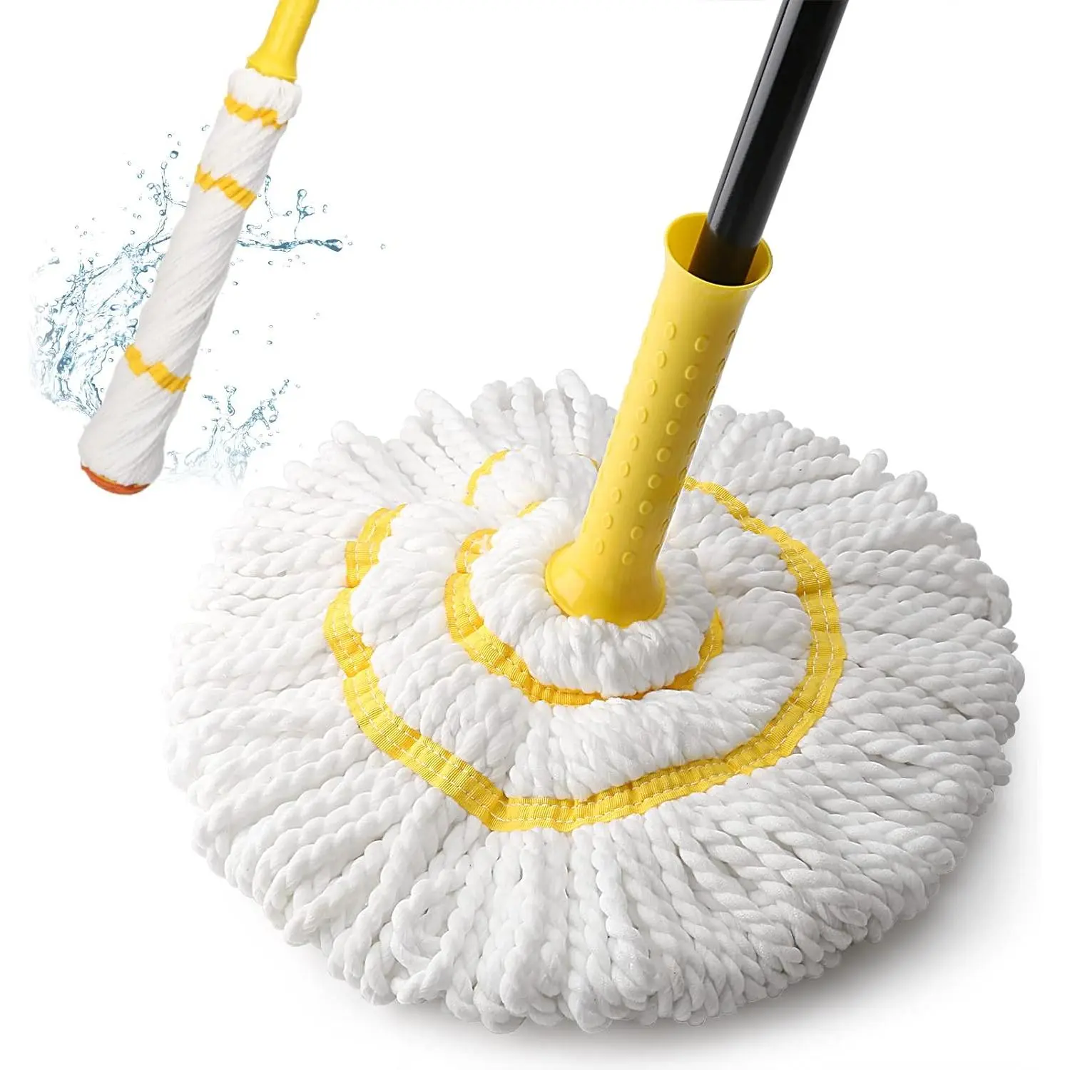 Self-Wringing Twist Microfiber Mop with 57 in Long Handle, Industrial Scrub Pad, Easy Wringing for Commercial/Office Floor Care, Hardwood & Kitchen Surfaces, Hard Surface