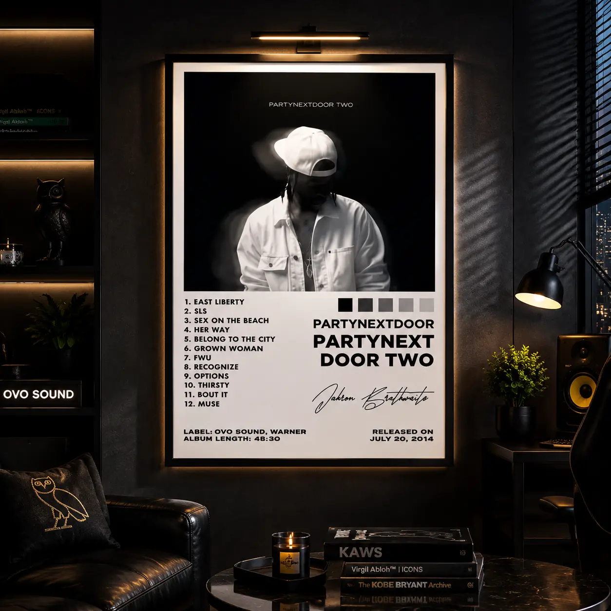 Partynextdoor 2 Album Cover Poster, Hip Hop RnB Canvas Wall Art Print, Home Decor for Music Room Bedrooms, Gift for Music Enthusiasts