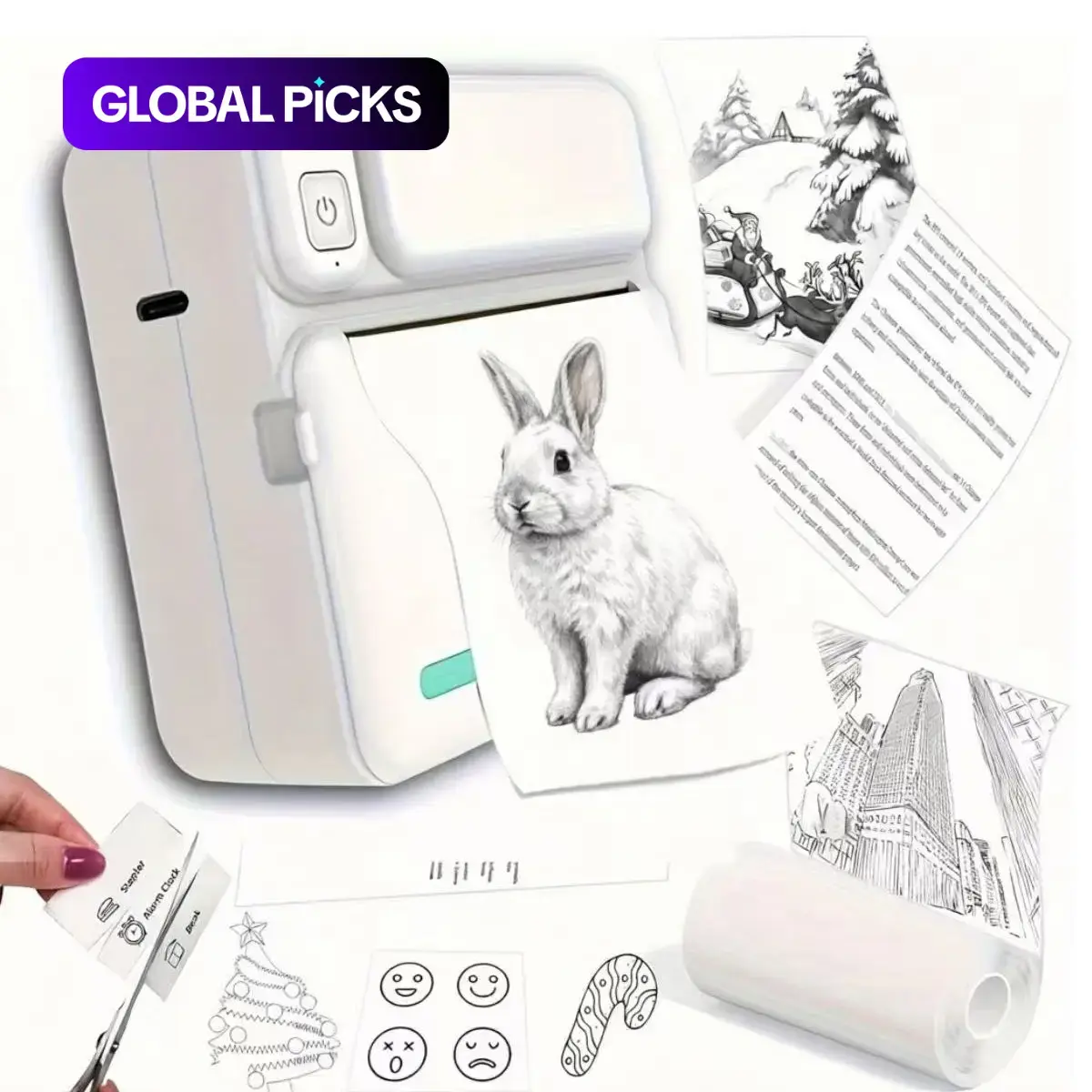 Portable Mini Printer, Thermal Inkless Printer, Sticker Printer, Thermal Pocket Printer, Print Text Notes Photos Course Labels To-Do Lists, portable thermal printers, Perfect Holiday Gift #GLOBAL PICKS