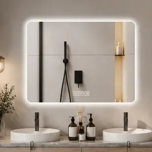 ARCH 28x36 Inch LED Bathroom Vanity Mirror Wall Mounted Front and Backlit Anti-Fog Dimmable 3 Color Lighting Modern Frameless Glass Mirror for Bathroom Vanity Wall Mount Horizontal or Vertical Multiple Color Options, Clear Color Options