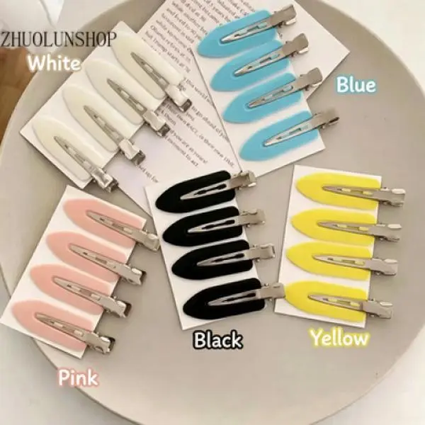 Creaseless Duckbill Hair Clips, Viral No Bend Makeup Sectioning Clips, Smooth Toothless Alligator Hair Pins for All Hair Types, Secure Grip No Dent Styling Clips for GRWM Skincare Salon Daily Use Multi Colors White Pink Black Blue Yellow