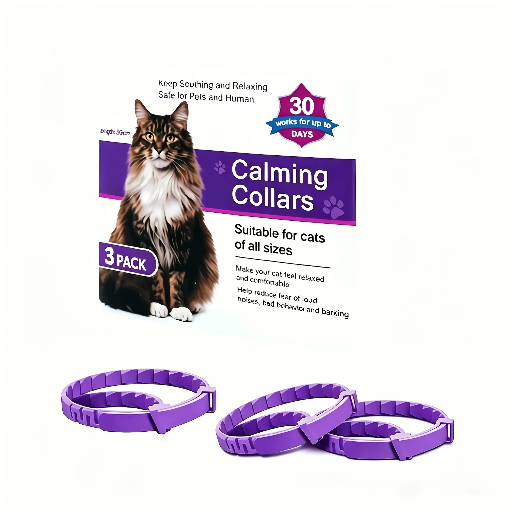 3pcs Purple Cat Dog Collars