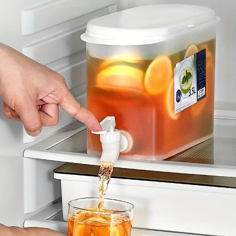 Plastic Beverage Dispenser with Faucet, 3.5L Large Capacity Container, Cold Water Jug for Parties, Fridge, Fruit Bowl, Soda Holder, Home Use, Drink Pitcher