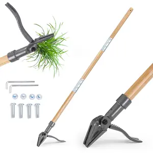 Stand Up Weed Puller Tool with Long Handle, Heavy Duty 4-Claw Steel Weed Remover, Handle Manual Garden Weeder for Dandelions, Thistles & Deep Root Weeds, No Bending or Kneeling,for Lawn & Yard, Pull Weeds
