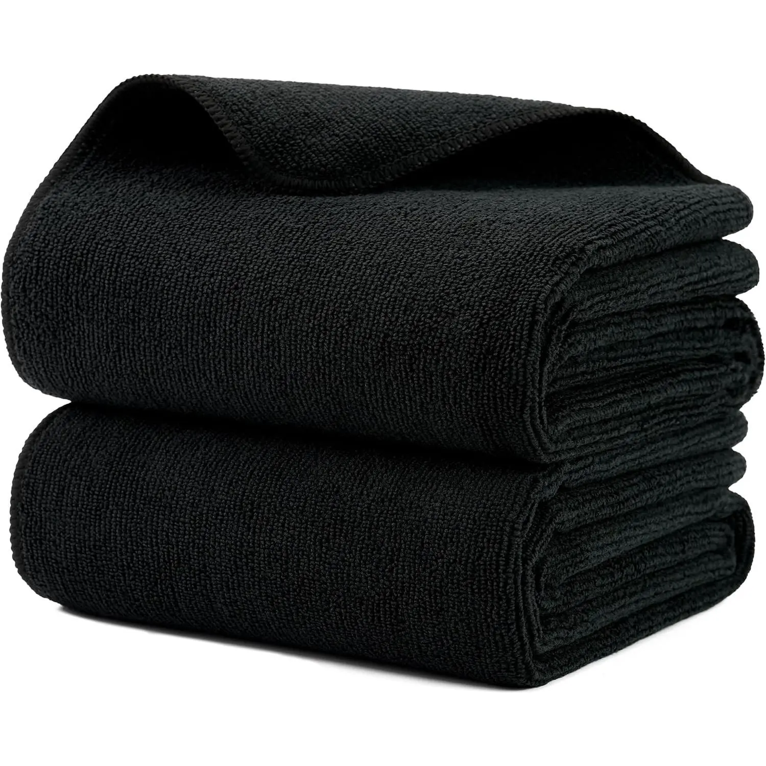 Microfiber Hair Drying Salon Towels, Quick Dry, Lint Free, 2 Pack, 340 GSM, BlackGift