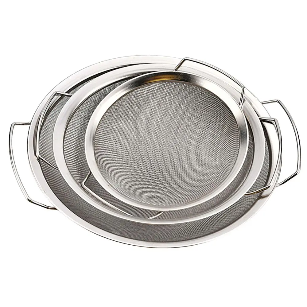 3 Piece Stainless Steel Colander Set, Metal Strainer Basket with Handle, Fine Mesh Filter Pot, Durable Kitchen Utensils