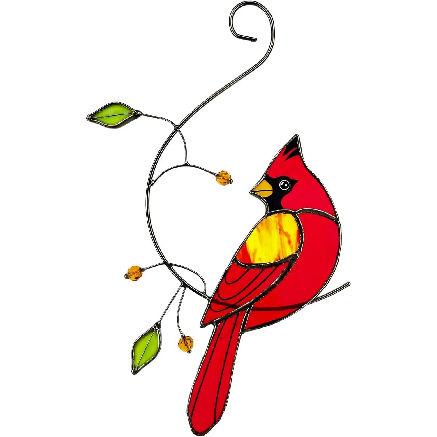 Cardinal Stained Glass Sun Catcher Window Hanging - Handmade Memorial Gifts for Grandma, Women, Mothers Day Ornament (Gifts Ready Packaging) - Red Bird Stain Glass Suncatcher Indoor Decor