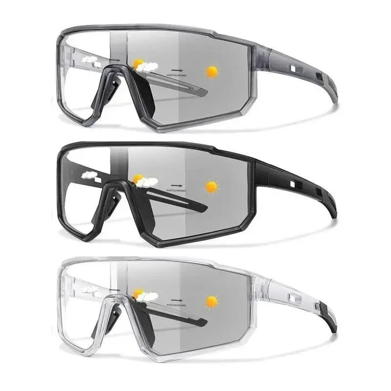 Unisex Photochromic Cycling Sunglasses, Classic Full Rim Frame with 3 Interchangeable Lenses, Windproof UV Protection for Bikes & Outdoor Sports, Sun Protection, Uv Prevention, Eyewear Fashion, Quick Tinting, Classic Frame