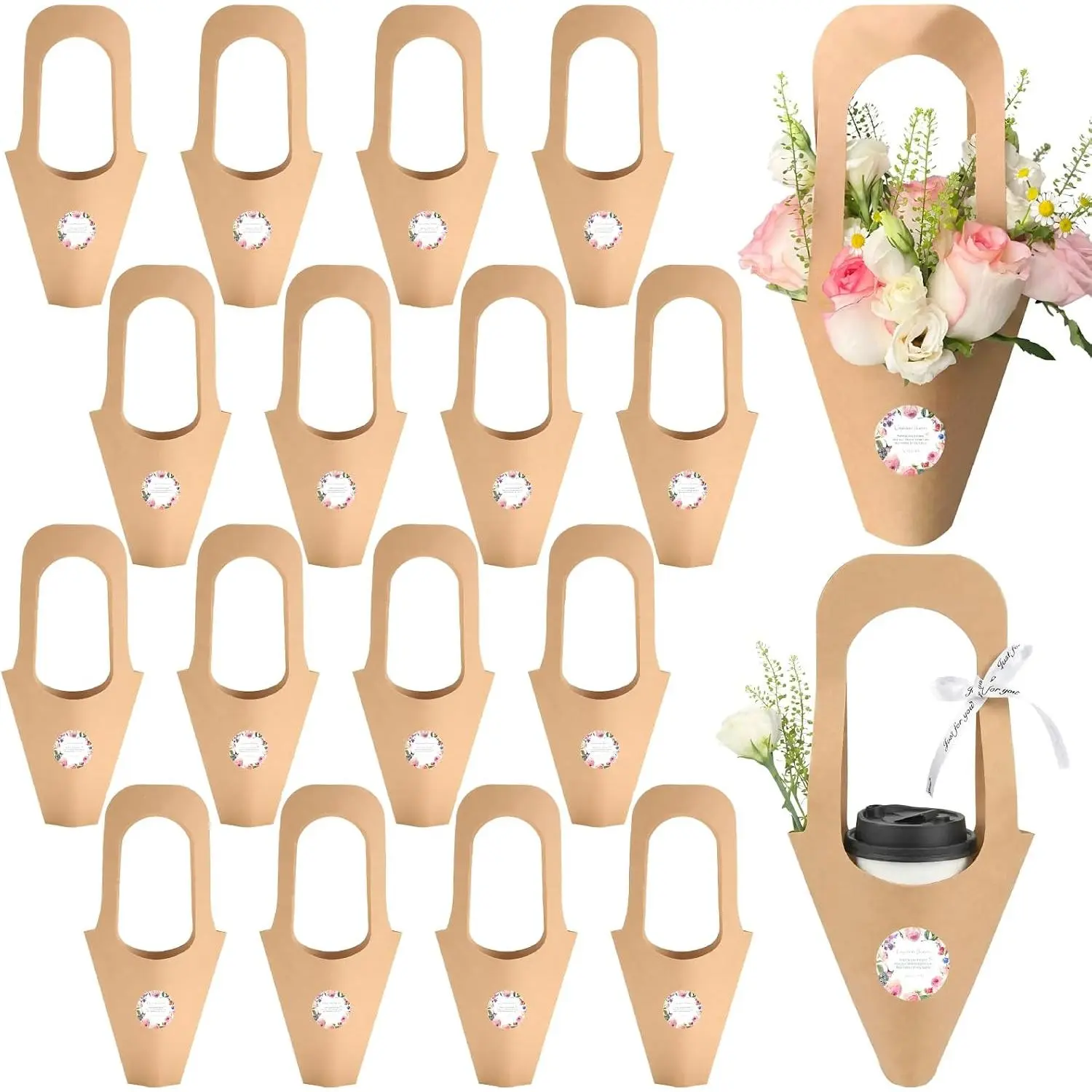 20 count  paper   bags bouquets bags cones flower bouquet bags with handle to make bouquets for wedding,paper wedding birthday  bag valentines day  bag