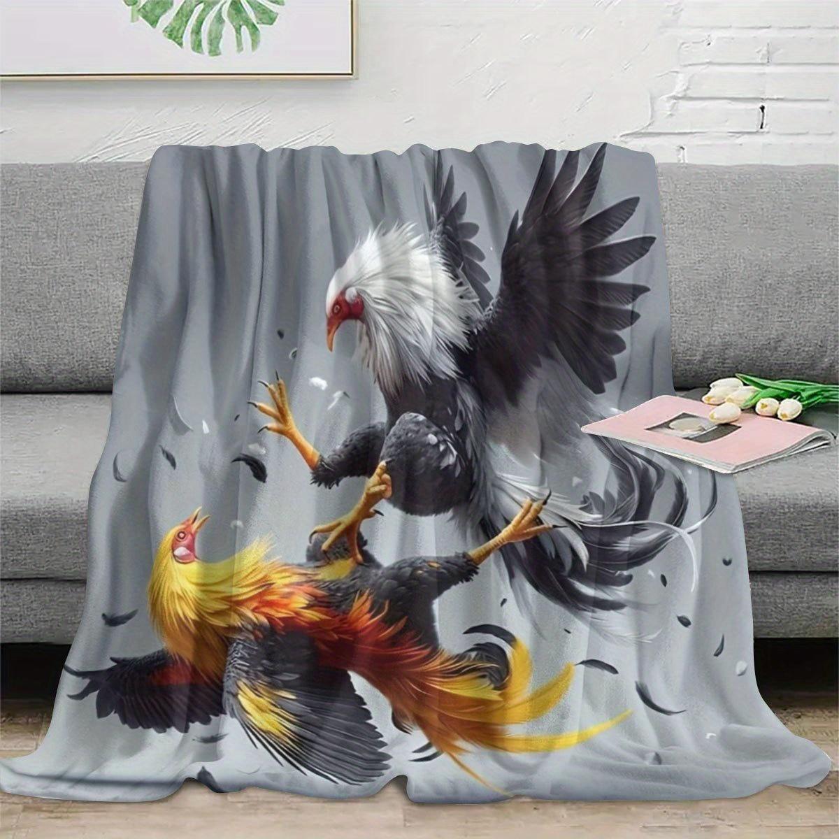 1 Piece Fun Rooster Modern Printed Velvet Blanket, Suitable for Home, Outdoor Camping, Bed, Sofa, Friends and Family Birthday Gift Blanket