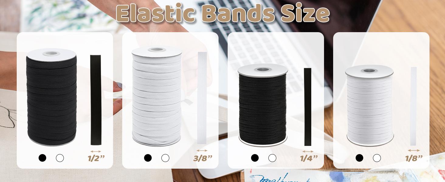 45 Yards Length 1/2" Width Elastic Bands Flat Elastic Cord Rope Stretch Spool Knit for Sewing DIY Projects, Arts & Crafts (White, 1/2 Inch)