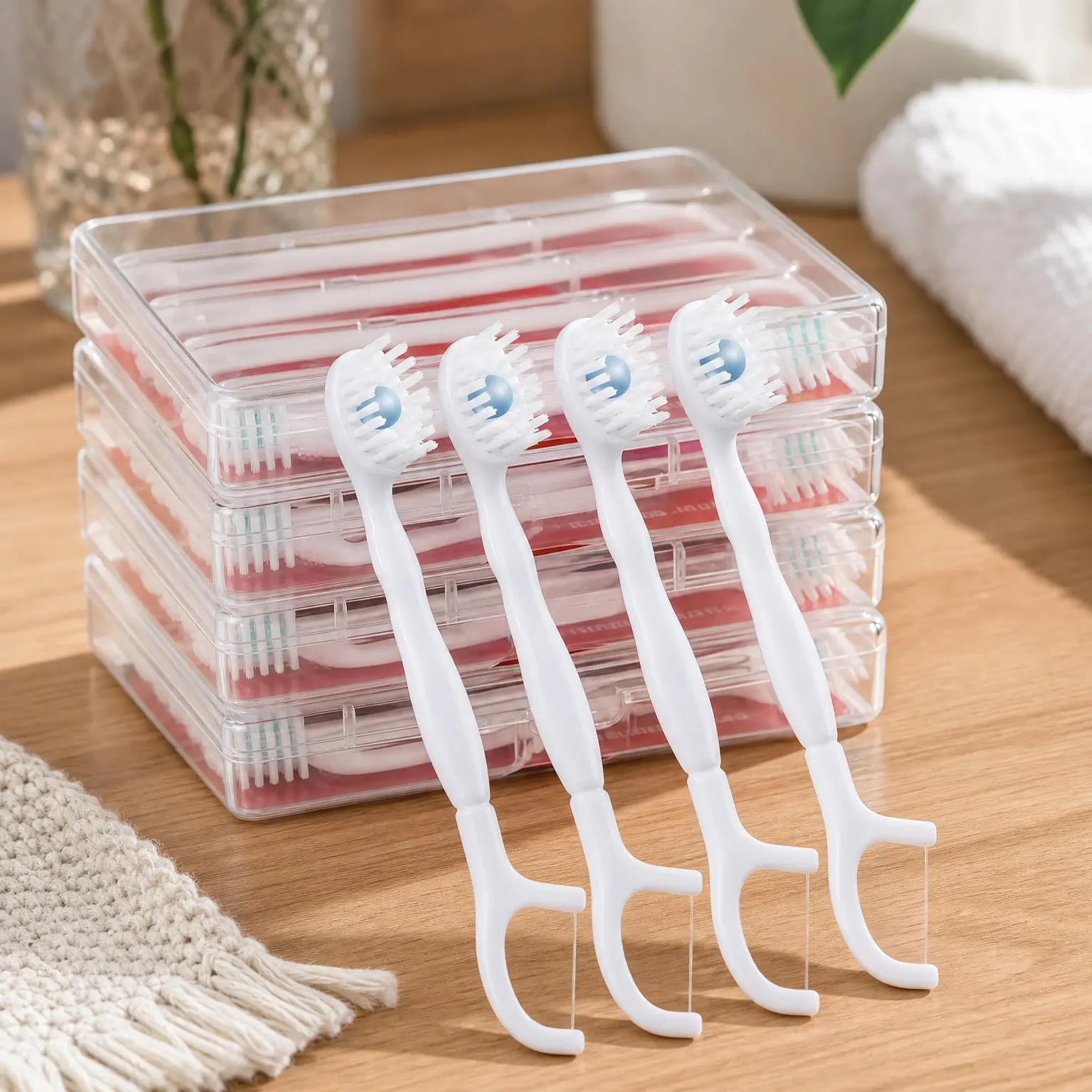 40 Pack Mint Mini Disposable Toothbrush - No Water Needed, 5-in-1 Prepasted Soft Bristles with Floss, Toothpick & Tongue Cleaner - Travel Essentials for Flight, Hotel, Camping, Car, Guest Use for Women, Men & KidsGift