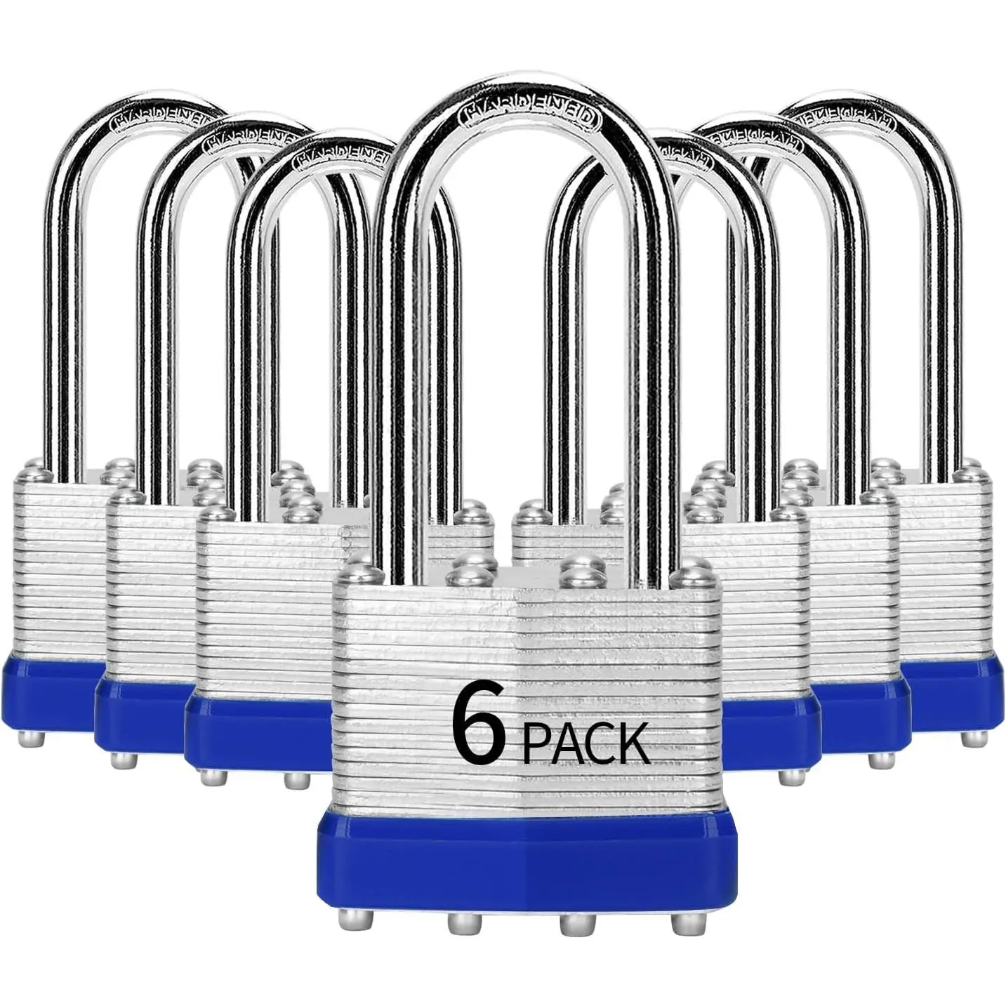 6 Pack Keyed Alike Laminated Steel Padlocks, 40mm Heavy Duty Security Lock Set
