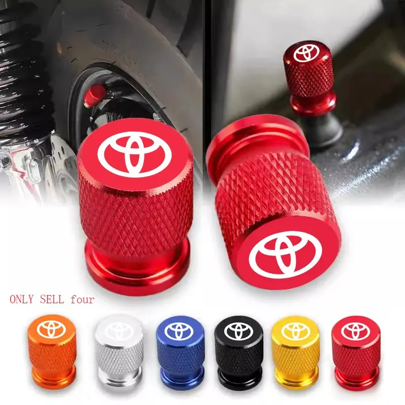 4pcs Car Wheel Tire Valve Caps, Airtight Tyre Rim Stem Covers, Airdust Protection, Compatible with Toyota Models, Durable Design