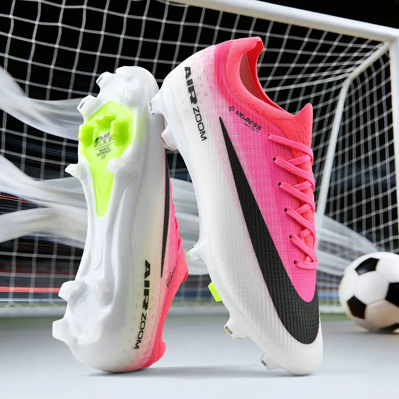 Teenagers’ Professional Low-Top No-Tie Football Boots - Soccer Cleats with Leather Upper, Anti-Slip Sole, Secure Fit, Wear-Resistant Design for Outdoor Grass Training & Competition (Leather/TPU)