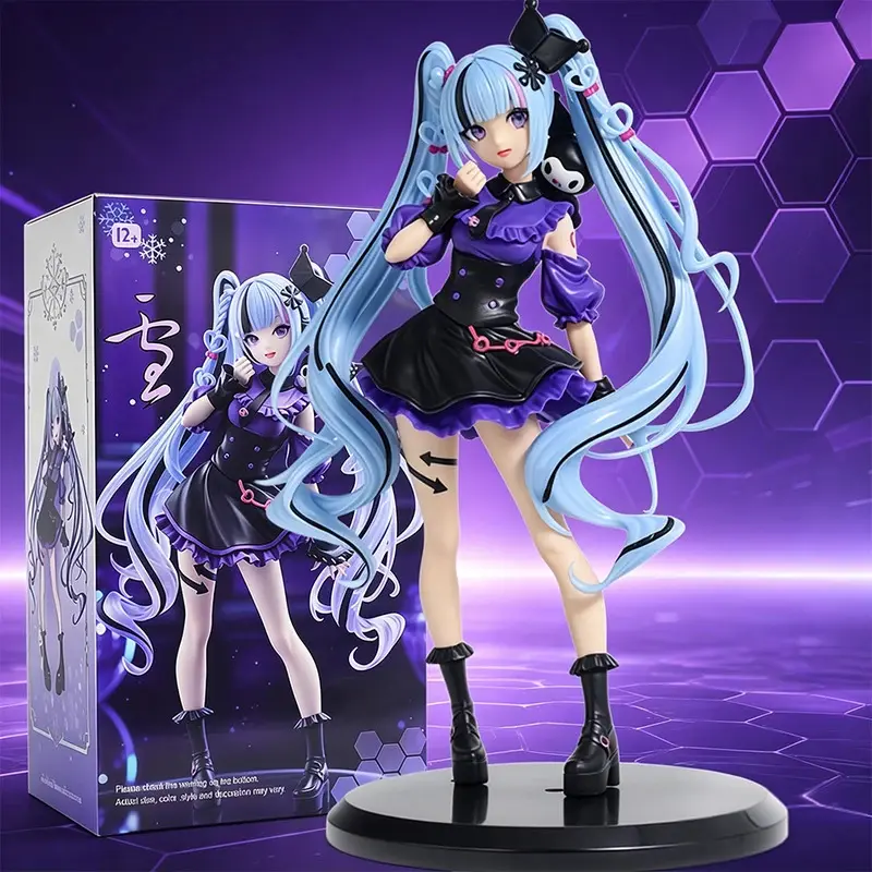 Hatsune Miku Gothic Lolita PVC Action Figure - Winter Cherry Bishoujo Collectible Doll with Mirror, Sleeping Beauty Fairy Design, 11-20cm Height Decoration, No Applicable Warning, Action Figures