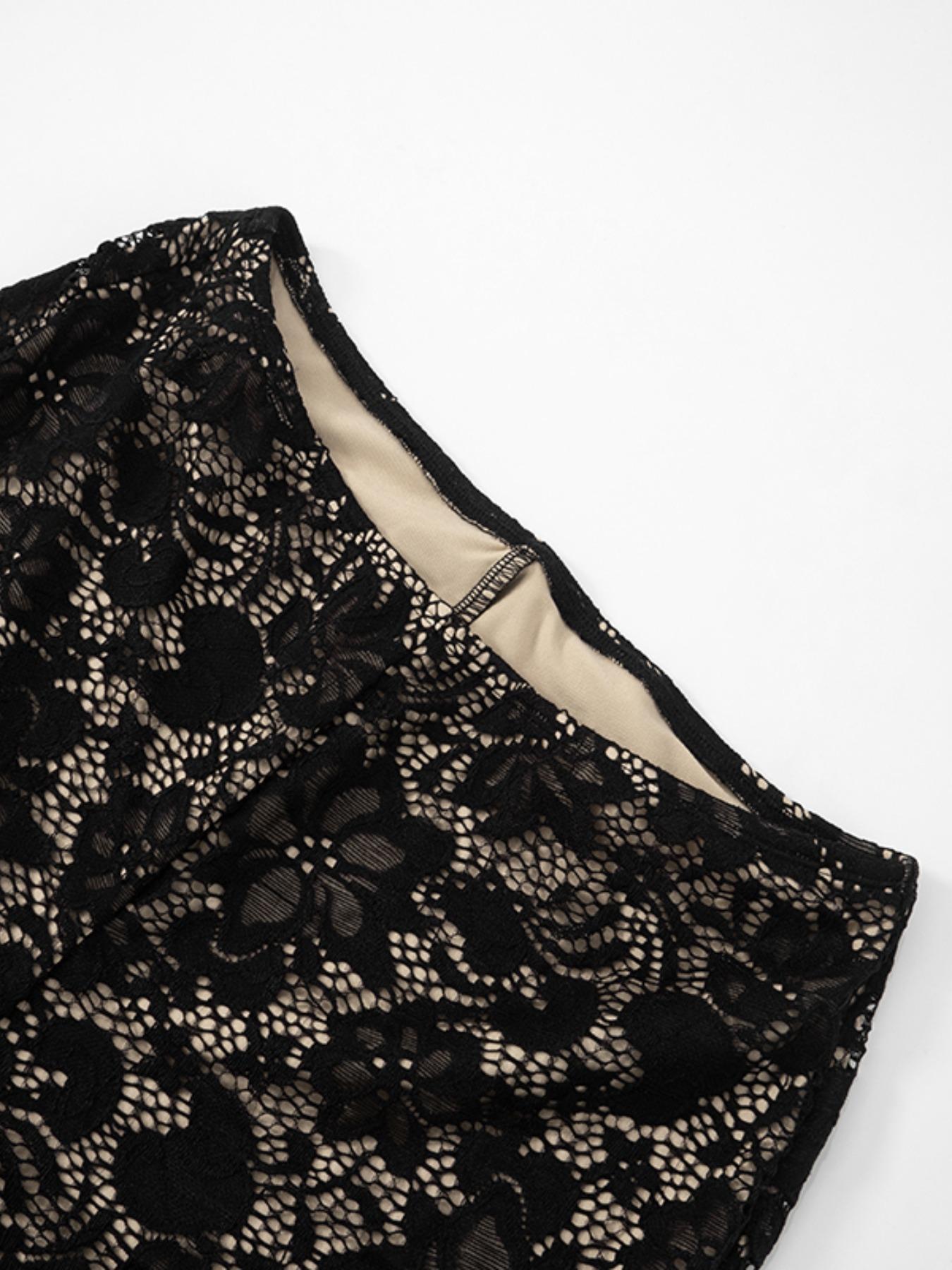 Women's Plain Floral Lace Sleeveless Cami Top & Skinny Pants Two-piece Set, Sexy Feminine Fashion Casual Two Piece Outfits for Daily Outdoor Wear, Lady Black Clothes Outfit, Womenswear