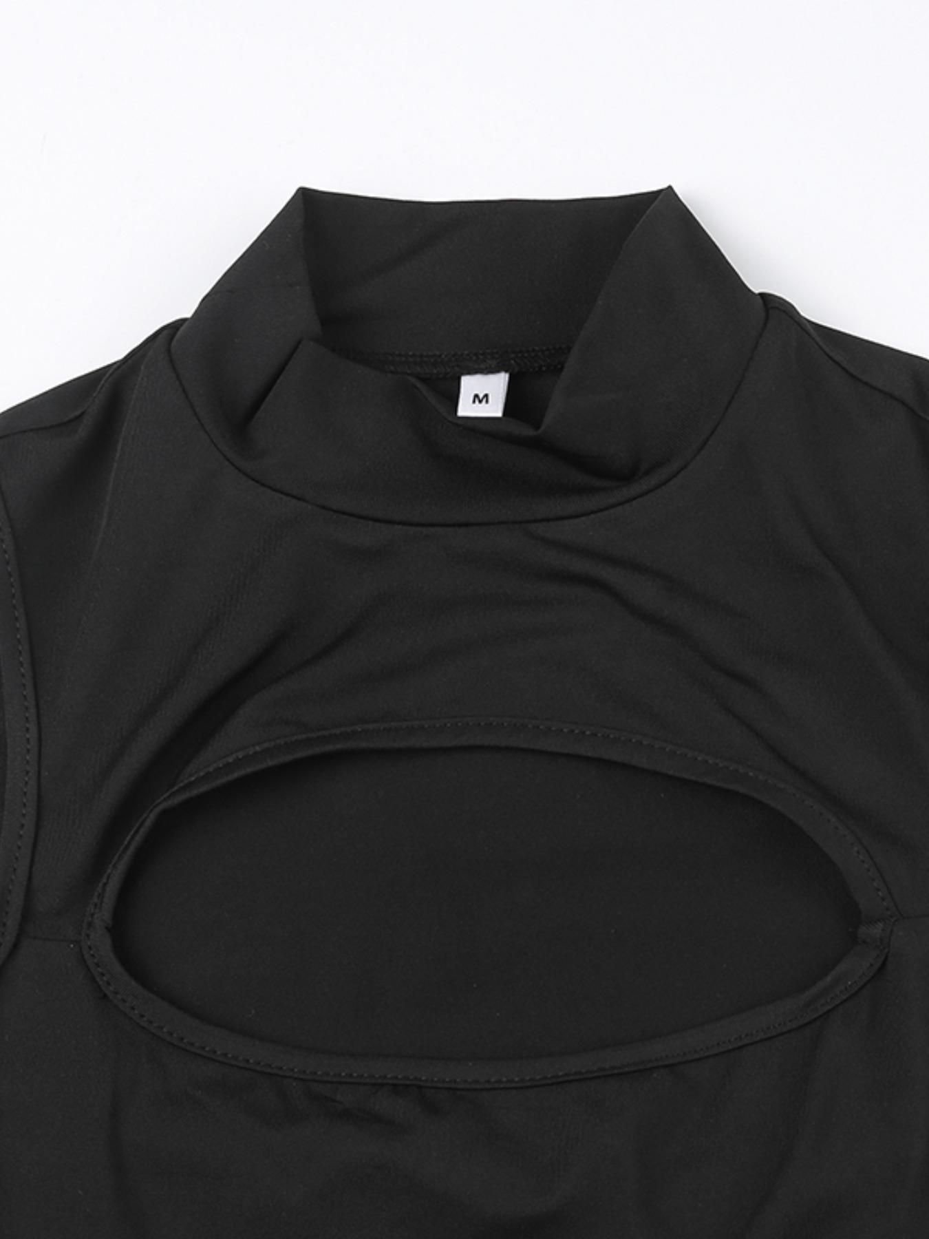 Women's Plain Cut Out Bodysuit, Street Fashion Solid Sleeveless Bodysuit for Daily Outdoor Wear, Summer Clothes for Women, Womenswear, Fit