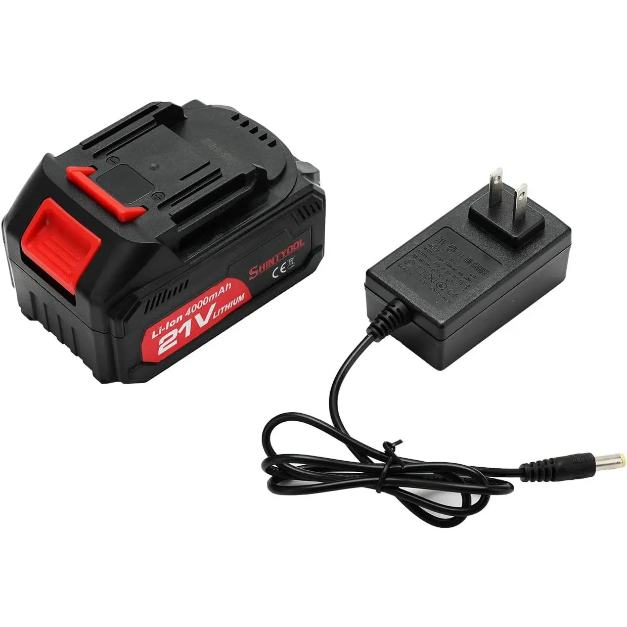 21V 4Ah Li-Ion Battery for Bl Series Power Tools, 4.0 Ah Lithium Battery with Charger Adapter, LED Indicator, Safety System Compatible with Leaf Blowers