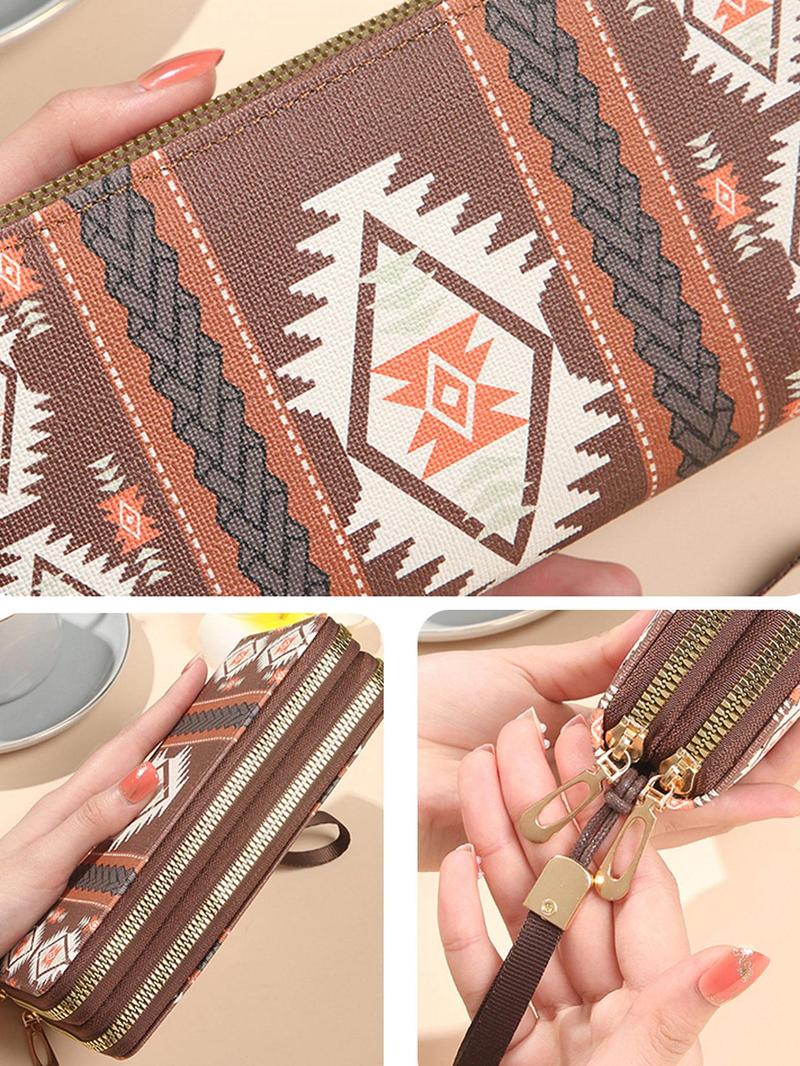 Boho Style Long Wallet, Fashionable Zipper Around Wallet for Women, Casual Trendy Versatile High-quality Daily Wallet Boho Style Long Wallet, Fashionable Zipper Around Wallet for Women, Casual Trendy Versatile High-quality Daily Wallet