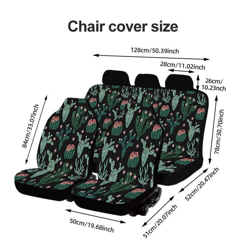 Cactus Pattern Car Seat Cover, Durable Polyester Car Seat Protector, Universal Car Interior Accessories for Front & Rear Seats