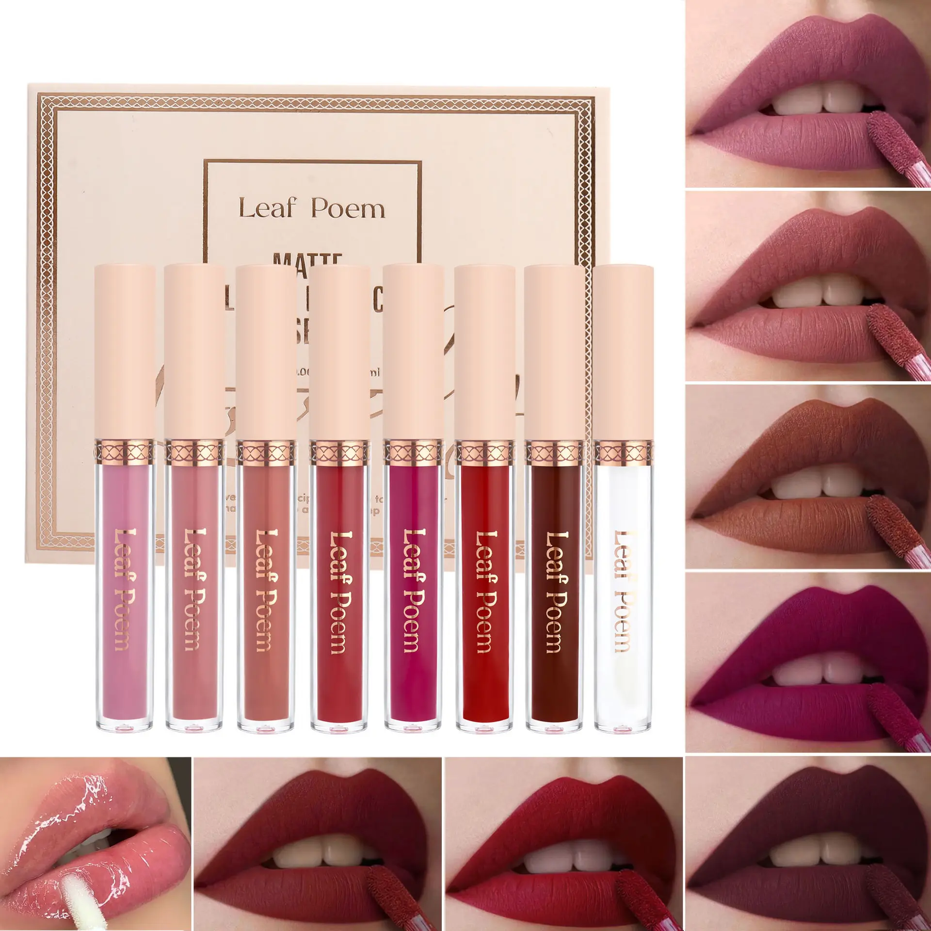 8pcs Non Stick Cup Lip Gloss Lipstick Set Matte Matte Matte Liquid Lipstick Non Fading Waterproof Lipstick Set Suitable for Daily Makeup