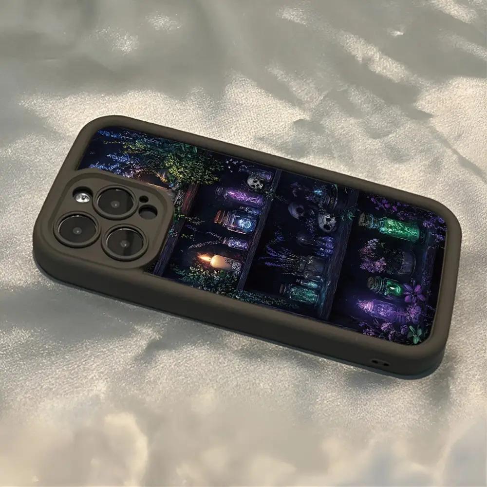 Phone Case - A Stylish TPU Phone Cover Featuring a Witch-Themed Bookshelf Design, Designed to Be Shockproof And Resistant to Drops, Compatible with for iPhone 17 E Air Pro ProMax iPhone16 15 14 Plus 13 12 Mini 11 X XS XR, for Halloween