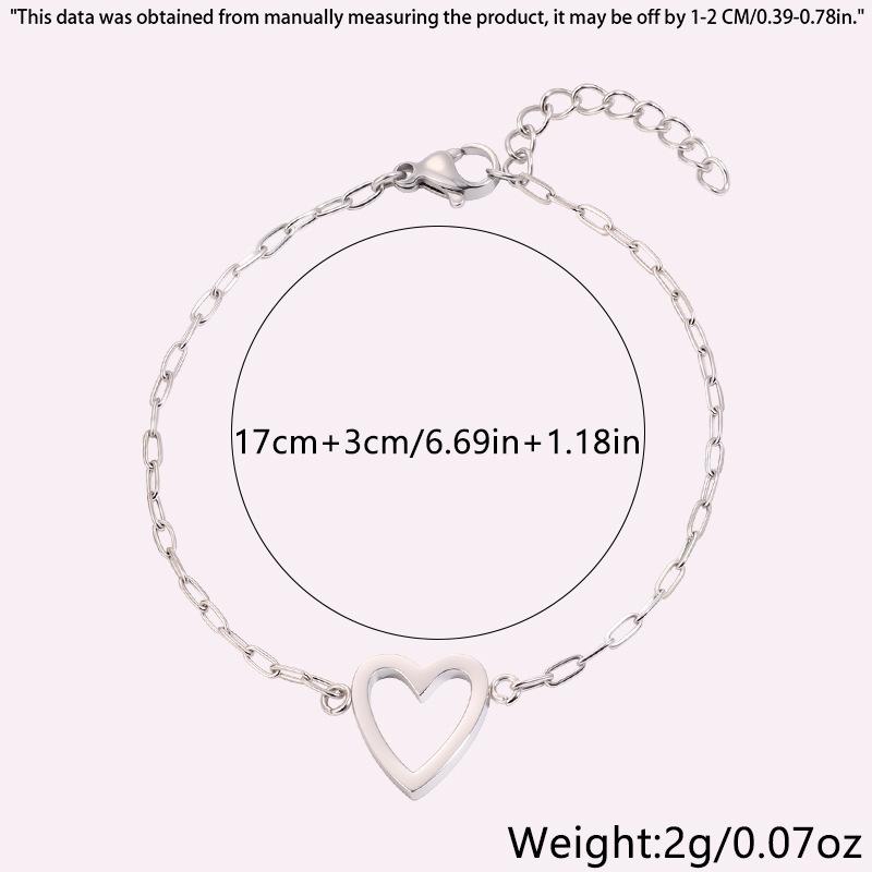 Stainless Steel Bracelet Hollow Heart Adjustable Minimalist Dainty Gift For Women Best Friend Couple