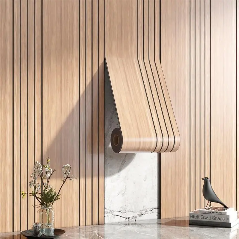 European Vintage Relief Self-Adhesive Striped Wallpaper, 3D Matte Stripe PVC Wall Sticker, Waterproof Removable, Living Room Bedroom Kitchen Bathroom Decor