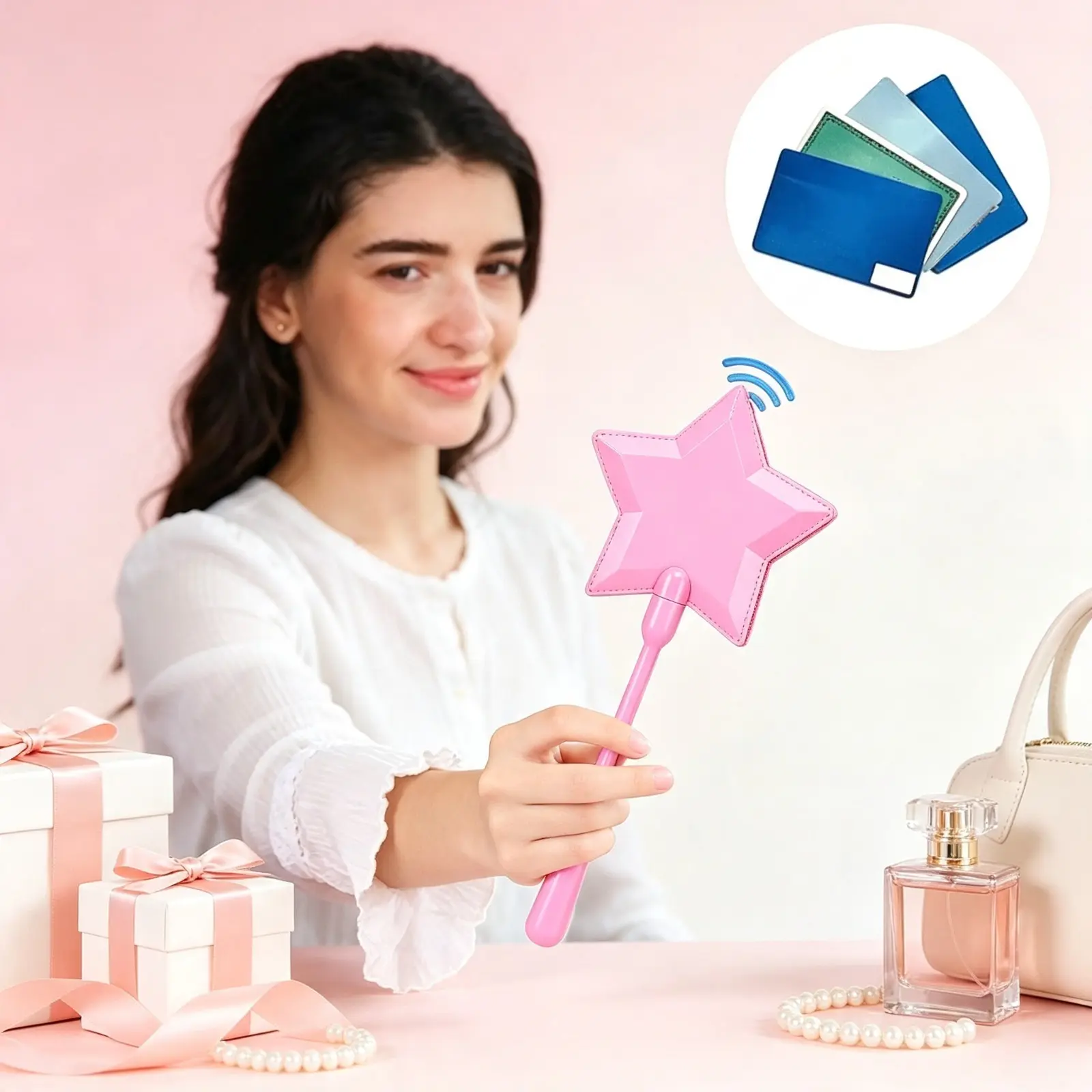 Credit Card Wand Tap to Pay, Magic Fairy Wand Credit Card Holder (Pink) | Tap to Pay Wands for Easy Checkout, Contactless Payment Magical Stick Gifts