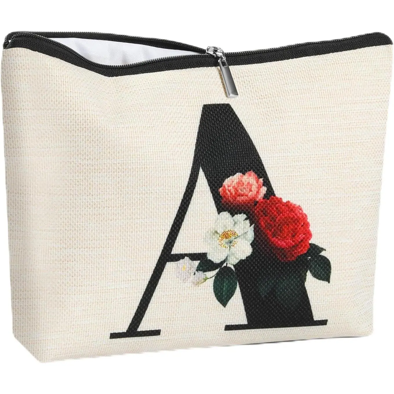 Personalized Initial Makeup Bag for Women, Monogram (A) |  Bag, Birthday  for Mom, Bridesmaid Bride Wedding , Travel Toiletry Pouch