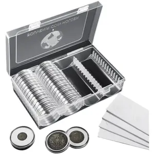 41 mm Coin Holder, 60 Pieces Silver Dollar Coin Capsules with Foam Gasket, Professional Coin Storage Case Box for Coin Collection