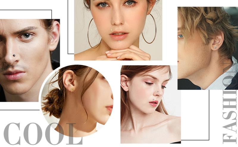 Sanfenly34PCS Lip Rings for Women Men 16G Medusa Labret Lip Piercing Jewelry 6MM 8MM Lip Ring Studs Silver Gold Black Rose Gold Tragus Helix Cartilage Earrings