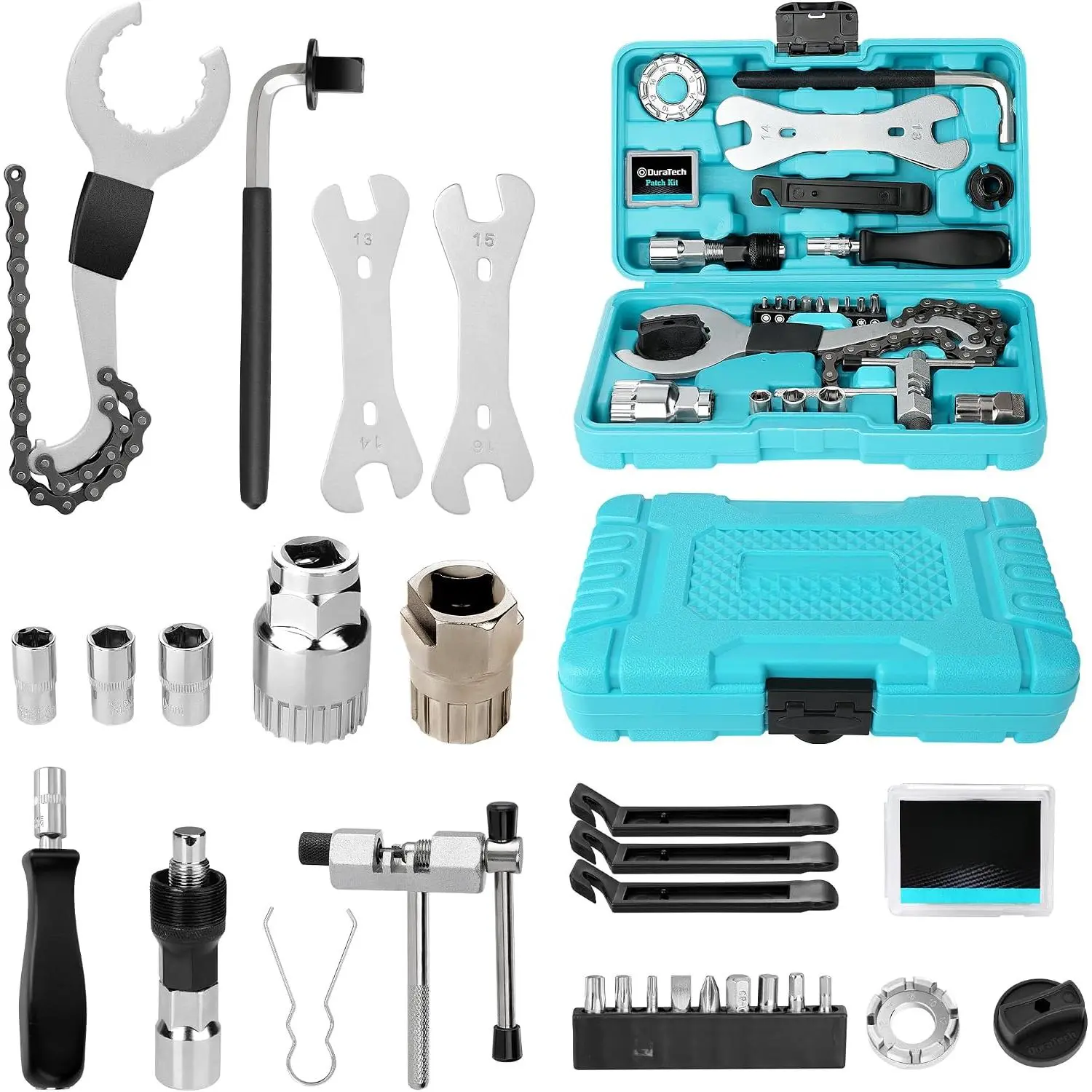 Unisex Cycling 16-in-1 Bike-Specific Multi-Tool Set, 31-Piece Compact Repair Kit with Tire Levers, Hex Wrenches for Road, Mountain Bikes