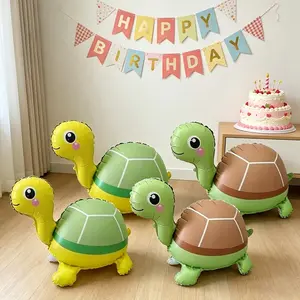 2/4pcs Standing Cartoon Turtle Balloons, Birthday Party Decor, Event Gift Props, Indoor Outdoor Room Decoration, Choking Hazard Warning