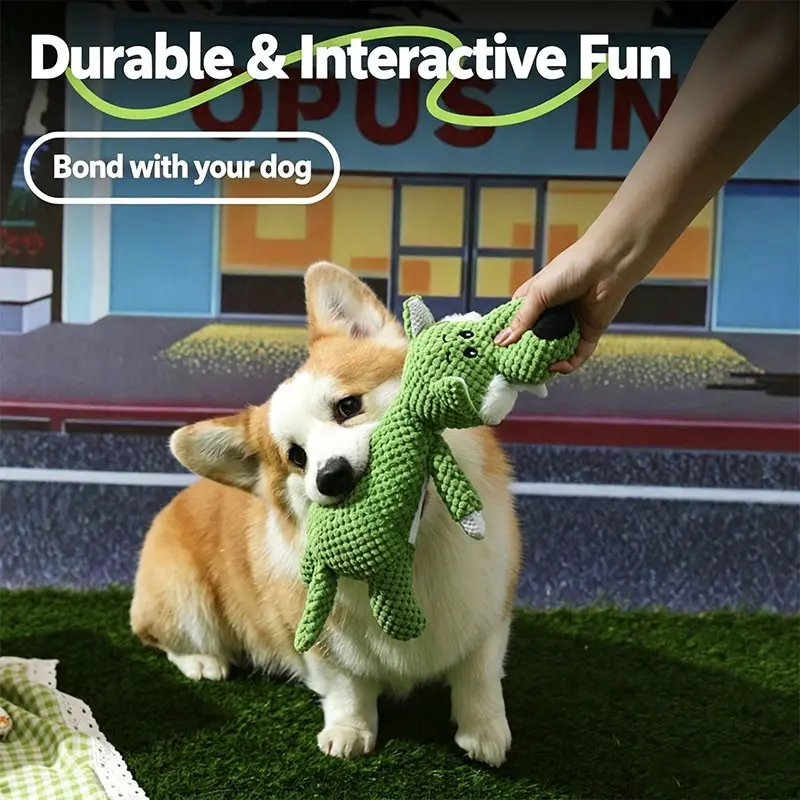 Durable Bite Resistant Dog Plush Toy, Soft Squeaky Interactive Chew Toy, Stress Relief Pet Training Toy for Puppy Small Medium Dogs