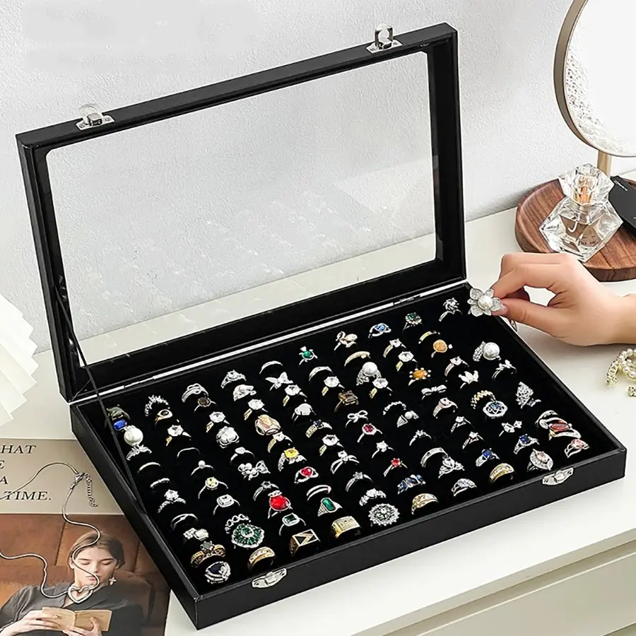 Ring Box Organizer, Jewelry Display Tray, Large Capacity, Multi-Positional, Ideal for Rings and Accessories, Elegant Storage Solution