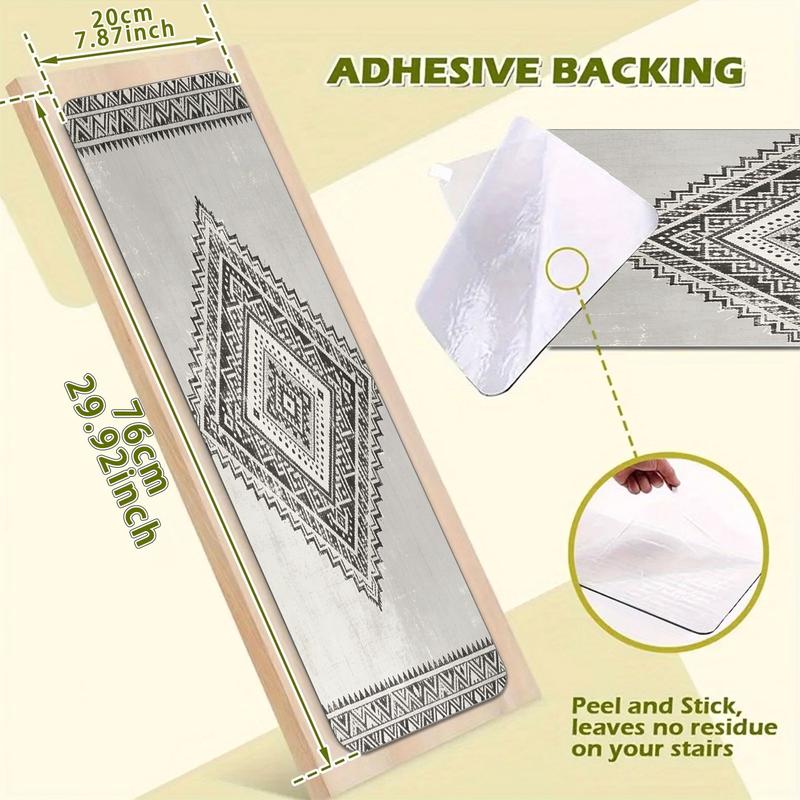 Style Geometric Diamond Print Stair Mats, Reusable Washable Home Decor, Simple Color Block Fashion, Suitable for Hallway Stairs Hotel