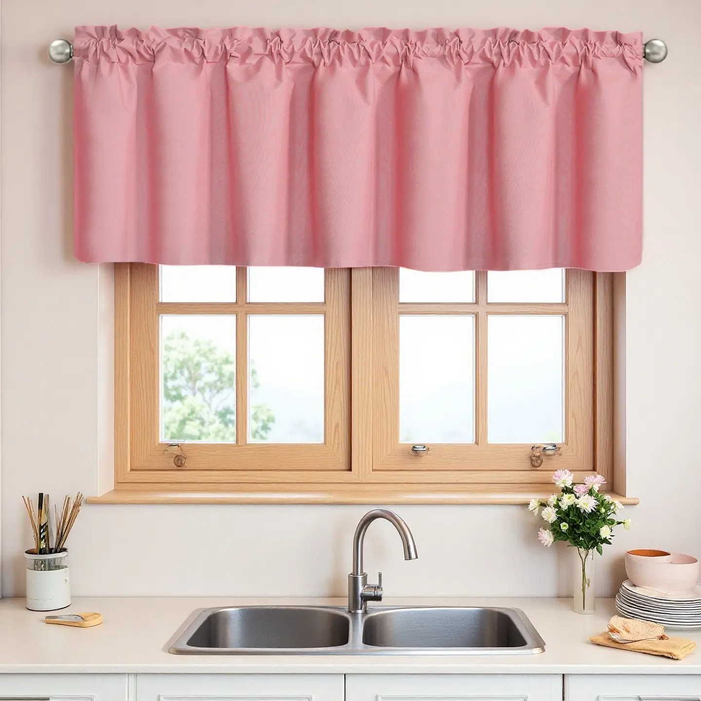 Blackout Curtains for Bedroom and Living Room, Rod Pocket Light Blocking Window Treatment Drapes, 2 Panels