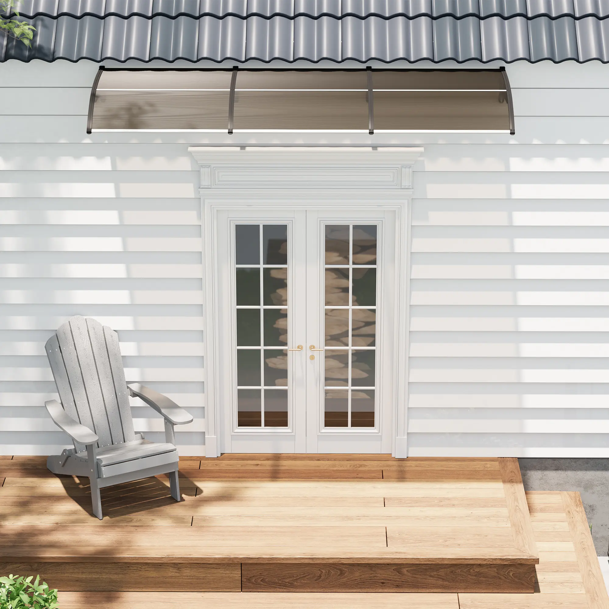 40"X120" Door Awning Canopy – Polycarbonate Cover with Heavy-Duty Plastic Steel Brackets – Weatherproof Entrance & Window Shelter, Easy Install