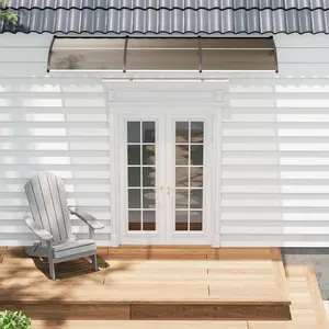 40"X120" Door Awning Canopy – Polycarbonate Cover with Heavy-Duty Plastic Steel Brackets – Weatherproof Entrance & Window Shelter, Easy Install