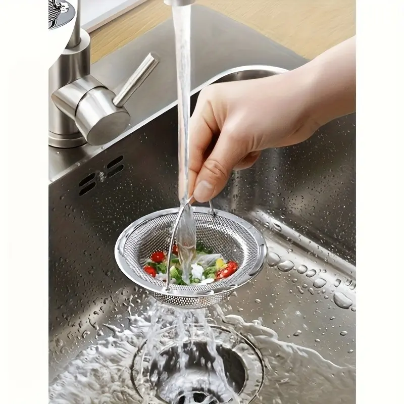 Stainless Steel Sink Strainer with Handle, Rust-Resistant Mesh Filter for Kitchen Bathroom Sinks, 201 Stainless Steel, Easy Clog Prevention